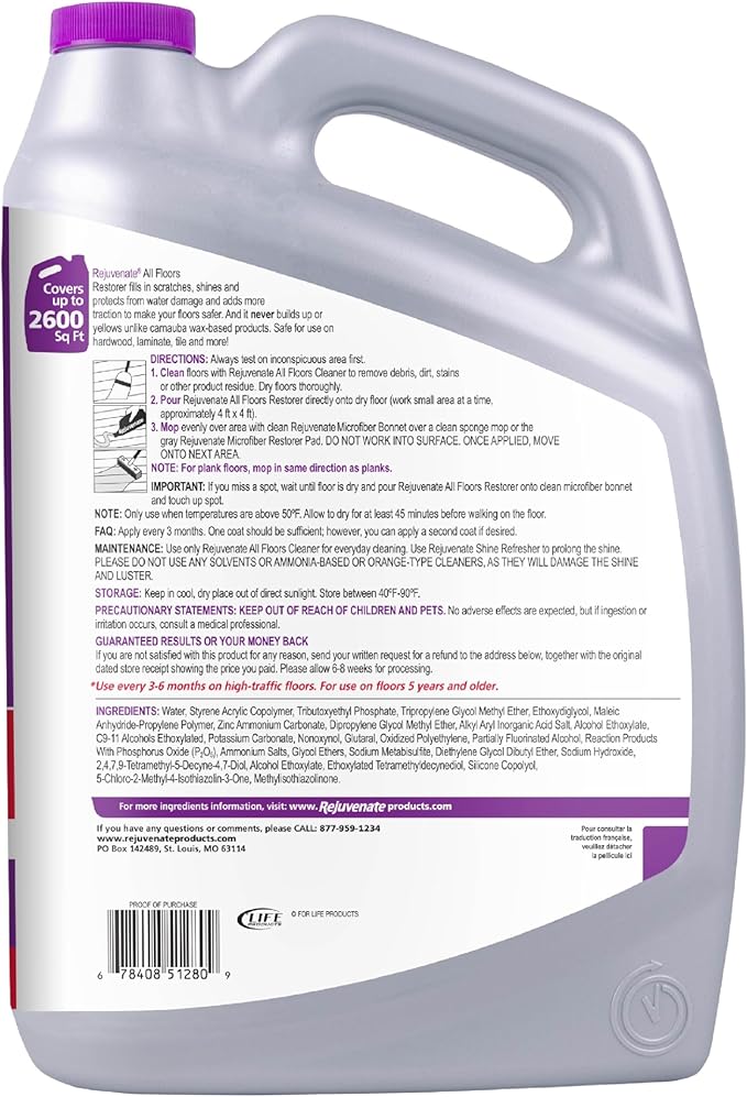 Rejuvenate All Floors Restorer Fills Scratches, Shines And Protects All Floor Types, Including Hardwood, Laminate, Vinyl And Tile, 1 Gallon, 2 Pack