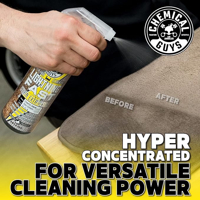 Chemical Guys Lightning Fast Carpet and Upholstery Stain Extractor, (Fabric, Upholstery, & Carpet), Safe for Cars, Home, Office, Furniture & More, 32 fl oz, Fresh Scent