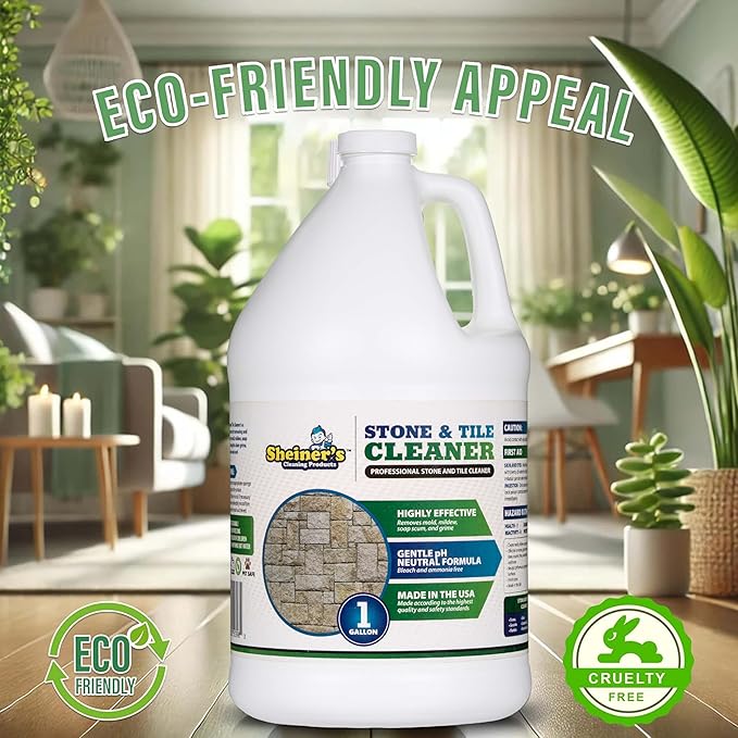 Sheiner's - Stone and Tile Cleaner, Ready-to-Use Multipurpose Cleaner for Garage Floor Tiles, Polished Stones, Granite Stone, Marble Tile, Slate Tile, and More Concrete Surfaces, 1 Gallon