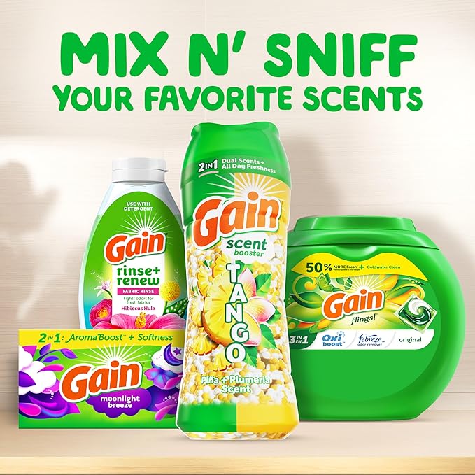 Gain Tango 2-in-1 Laundry Scent Booster Beads, Piña and Plumeria Scent, 21.1 oz, Laundry Beads with Dual Scents Plus All Day Freshness