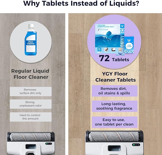 72 Pack Lavender Scent YGY Floor Cleaning Tablets, Compitable with Tineco Cleaning Solution|Clean Machine and Floor 2 in1-Getting Rid of Machine Odors|Clean Tablets are Easy and Safe to Use