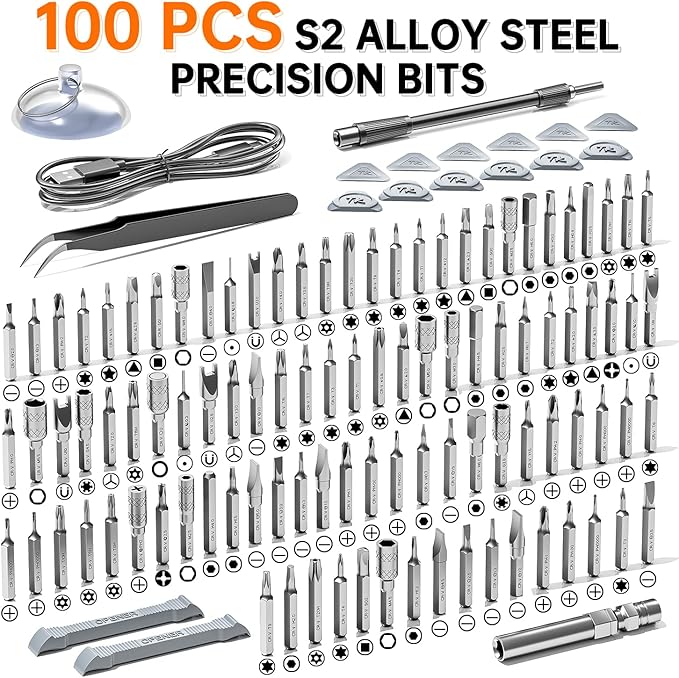 120-IN-1 Mini Electric Screwdriver Set is a comprehensive electric precision tool kit designed for electronics repair and assembly tasks
