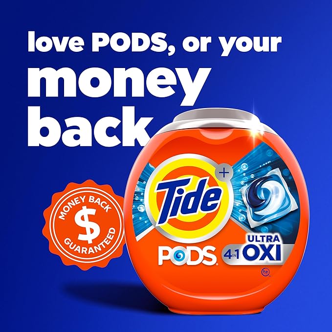 Tide 4-in-1 Ultra Oxi PODS Laundry Detergent Pacs, 85 Count, HE Compatible, Built in Pre-treater for Stains
