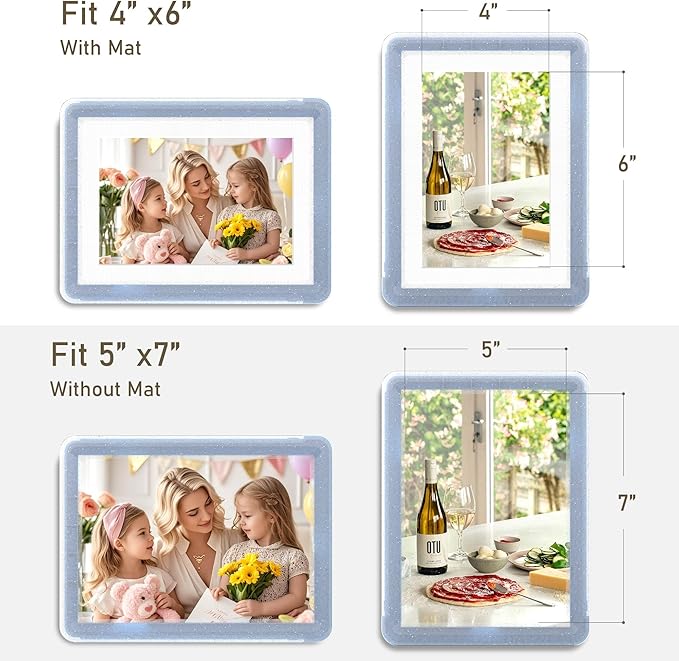 5x7 Picture Frame, Clear Acrylic Photo Frame with White Mat for 4x6 Photos, One-Piece Shatterproof Tool-Free Design, UV-Resistant Waterproof Tabletop Frame for Home Office Decor with 10-Year Warranty