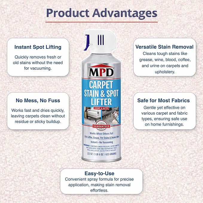 MPD Cobalt Charm Carpet Stain & Spot Lifter – 22 oz Aerosol | Instant Stain Removal for Oil, Water-Based Stains, Grease, Coffee, Wine, Blood, Urine & More (6 Pack)