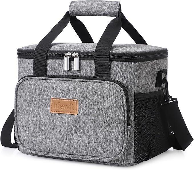 Lifewit Medium Lunch Bag, Insulated Lunch Box, Soft Cooler Cooling Tote for Adult Men Women, Gray 12-Can (9L)