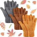 Patelai 3 Pairs Microfiber Plant Dusting Gloves Leaf Cleaning Gloves for Indoor Plants, Blinds, Furniture, House (Orange,Brown,Dark Gray,Large)