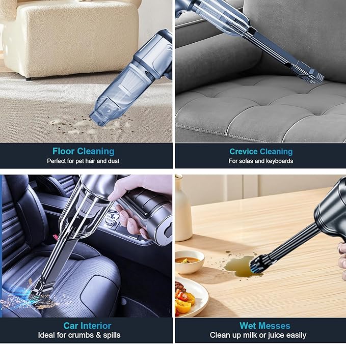 Handheld Vacuum Cordless Hand Rechargeable Car Vacuums with Best Suction Held, 18000Pa Strong Suction, Pumping and Inhaling, Low Noise, for Home and Car