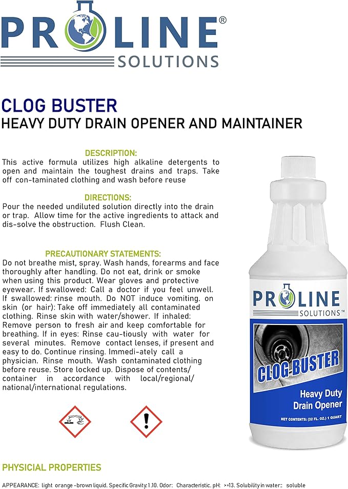 CLOG BUSTER- Heavy Duty Drain Opener & Maintainer. Easily Dissolves Clogs caused by Grease, Fat, Hair & Much More|, (CBQT)