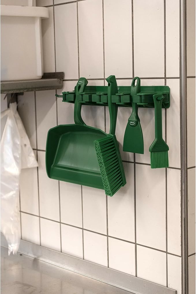 Vikan 45872 Bench Cleaning Brush, Polypropylene/Polyester Soft Bristle Dustpan Brush & Sweeper With Handle, 14-Inch, Green