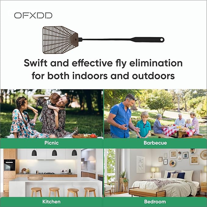 Fly Swatter Manual 3 Pack - Rubber Fly Swatters Multi Pack 16.33" - Fly Swatters Hand for Indoors & Outdoors, Heavy Duty