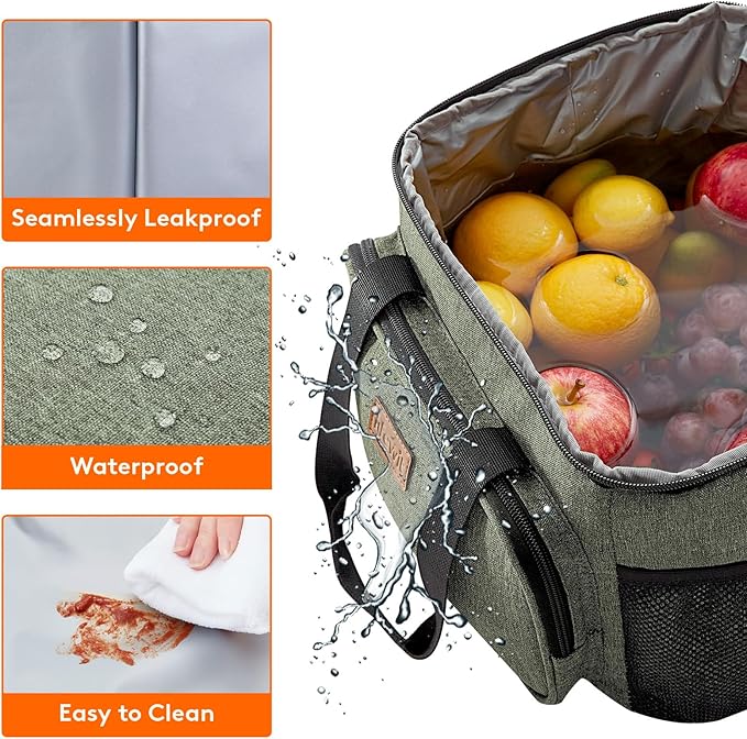 Lifewit Large Lunch Bag, Insulated Lunch Box, Soft Cooler Cooling Tote for Adult Men Women, Dark Green 24-Can (15L)