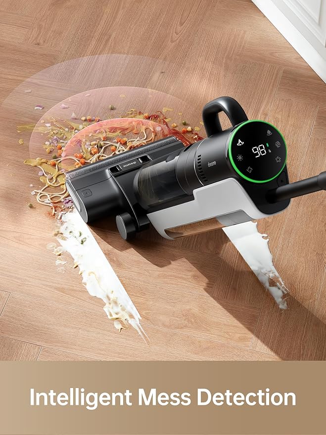 DREAME H12 Dual Vacuum Mop, 4-in-1 Cordless Vacuum Mop Combo, Wet Dry Vacuum Cleaner for Hard Floor, Cordless Vacuum for Multi-Surface, One-Step Self Cleaning with Hot Air Drying, Black