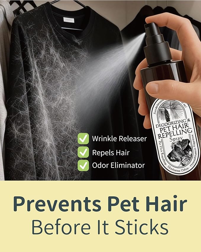 FurGone by Seedshub Pet Hair Repelling Spray, Odor Neutralizer | Anti-Static Wrinkle Release Pet-Friendly Sprays for Clothing and More, Pine Nut Scent, Up to 1400 Sprays, 3.38oz (2 Travel Pack)