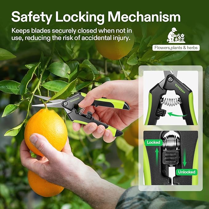 VIVOSUN Gardening Scissors, 6.5 Inch Hand Pruner Pruning Shear with Straight Stainless Steel Blades Black and Green 2-Pack