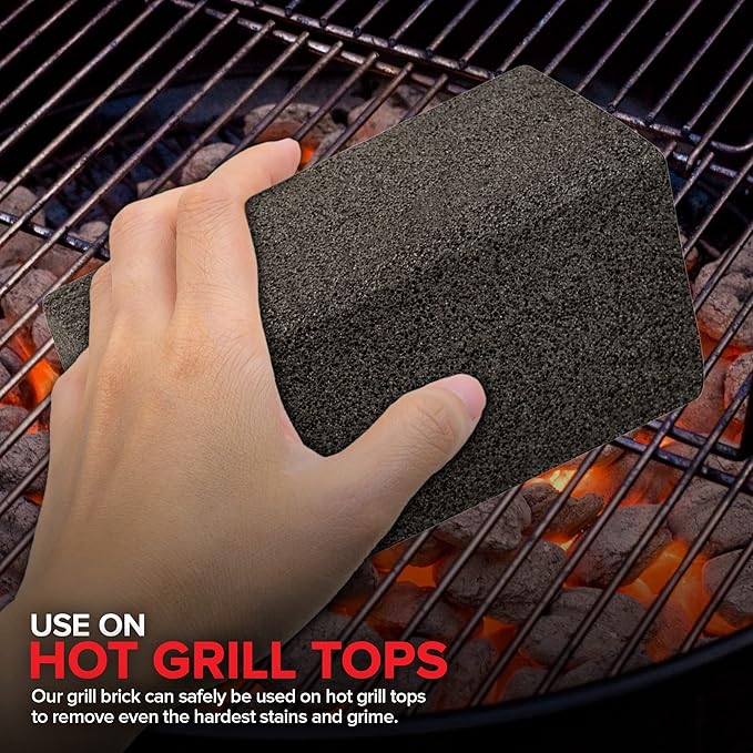 Stock Your Home Grill Cleaning Brick (4 Pack) - Heavy Duty Grill Cleaning Brick - Pumice Stone Brick for Flat Tops and Griddles - Blackstone Griddle Cleaner - Non-Scratch Grill Cleaner