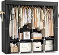 Neatrays Wardrobe Closet, 66 Inch Portable Closet for Hanging Clothes, Large Capacity Clothes Rack Organizer with Cover & 4 Hanging Rods & 8 Storage Shelves & 2 Side Pockets (Black)