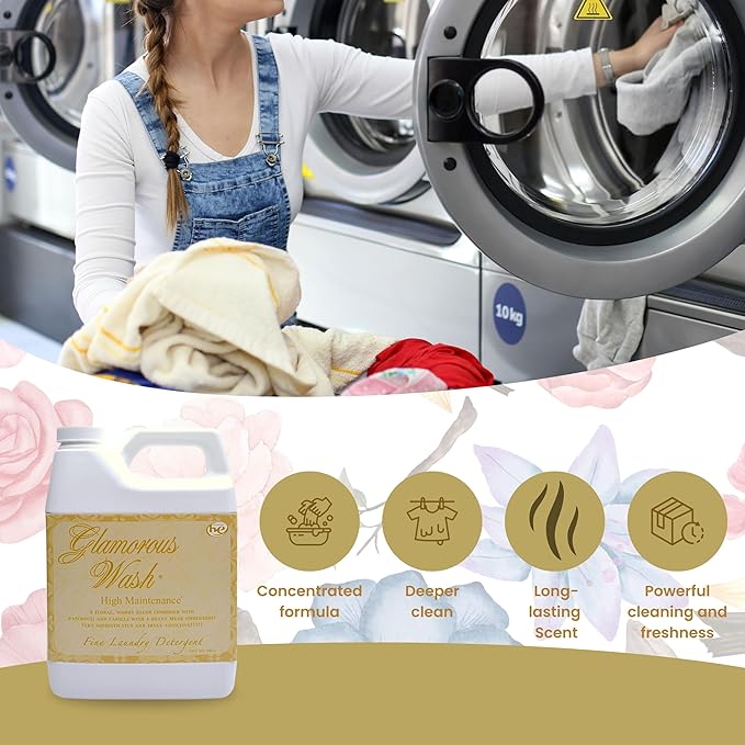 Worldwide Nutrition Bundle Compatible with Tyler Candle Company Glamorous Wash High Maintenance Scent Fine Laundry Liquid Detergent - 907gram (32 Fl Oz) Container with Keychain