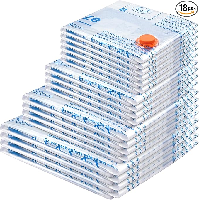 MEIQIHOME Vacuum Storage Bags, Space Saver Sealer Bags,Vacuum seal bags for clothing, Pillows, Comforters, Blankets, Bedding,Travel,18 COMBO