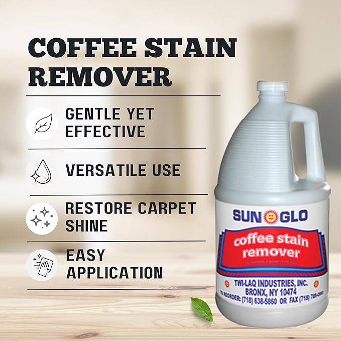 Sun-Glo Ultra-Efficient Coffee Stain Remover for Upholstery & Carpet - Experience Spotless Clean! (4x1 Gallon Case)