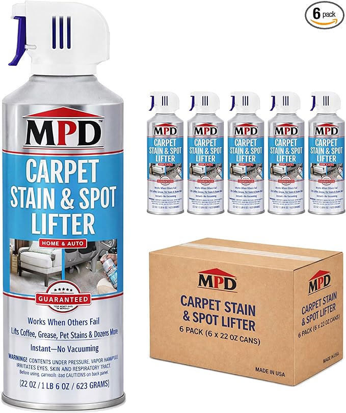 MPD Cobalt Charm Carpet Stain & Spot Lifter – 22 oz Aerosol | Instant Stain Removal for Oil, Water-Based Stains, Grease, Coffee, Wine, Blood, Urine & More (6 Pack)
