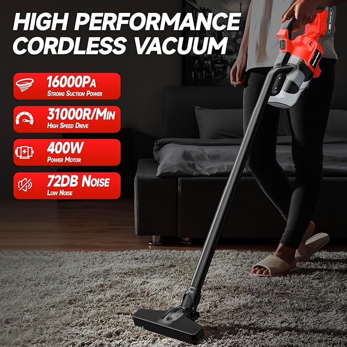 Cordless Vacuum for Milwaukee M18 Battery, Handheld Vacuum Cleaner for Home Pet Hair Car, 5-in-1 Portable Shop Vac with 2 Washable HEPA Filter, 4 Multi Nozzle (Battery Not Included)