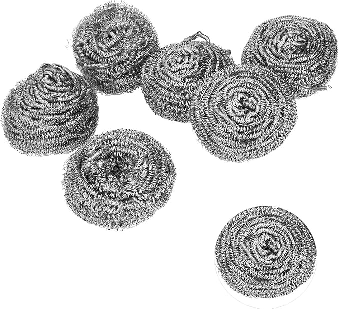 6Pcs Stainless Steel Scrubber Scrubbing Scouring for Kitchens Washing Scouring Pads Sticks Kitchen Tools