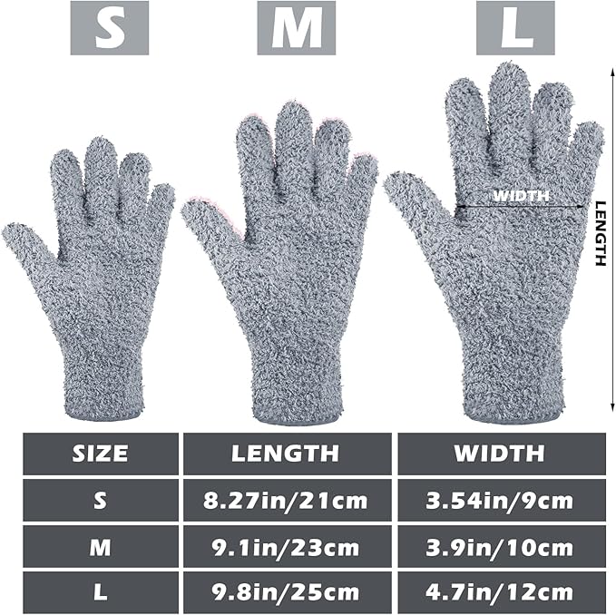 Patelai 3 Pairs Microfiber Plant Dusting Gloves Leaf Cleaning Gloves for Indoor Plants, Blinds, Furniture, House (Dark Blue,Gray,Khaki,Small)