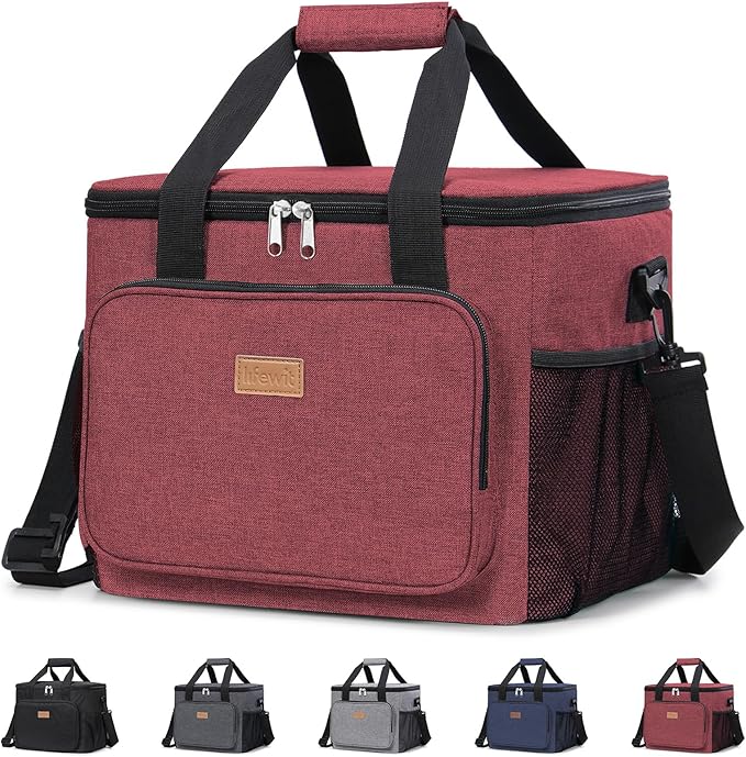 Lifewit Large Lunch Bag, Insulated Lunch Box, Soft Cooler Cooling Tote for Adult Men Women, Burgundy 40-Can (24L)