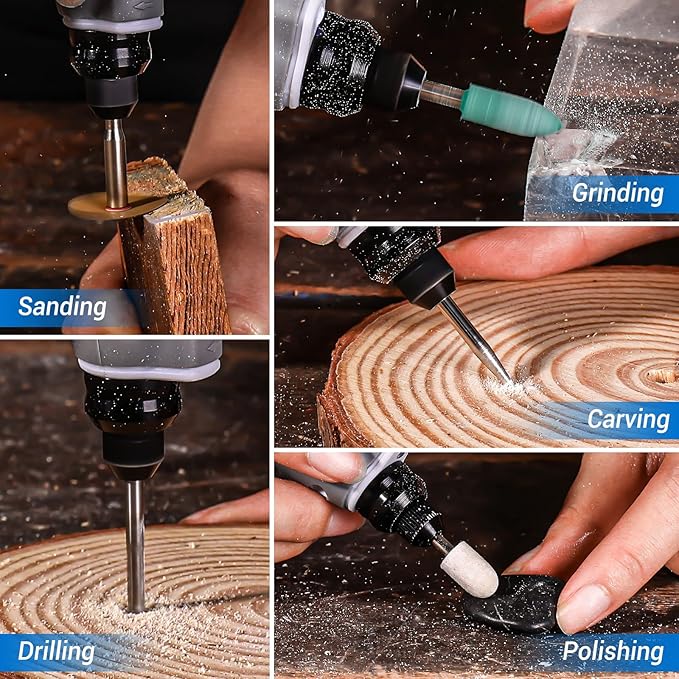 Mini Cordless Rotary Tool:DEKOPRO 3.7V Rotary Tool Variable Speed Display with Type-C Charging, Power Rotary Tool with 70 Accessories for Sanding, Engraving, Polishing, Drilling, Cutting, DIY (Blue)