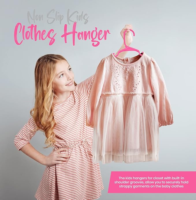 Utopia Home 20 Pack Kids Hangers - 11.5 Inch Plastic Baby Hangers for Closet - Childrens Hangers for Clothes & Infant Hangers for Closet - Ideal for Everyday Standard Use (Pink)
