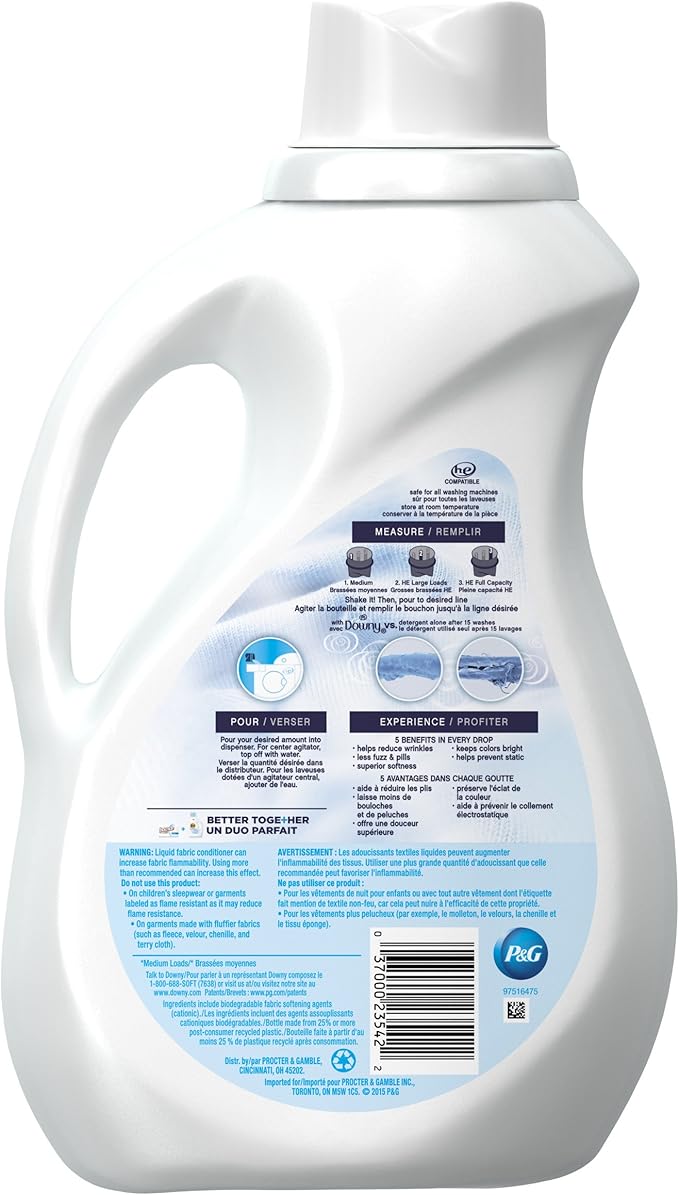 Downy Free & Gentle Liquid Fabric Softener, 77 fl oz, 90 Loads