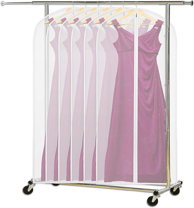 Simple Houseware 60-Inch Clear Garment Bags with Zipper for Suits, Dresses, Costumes, Uniforms - 6 Pack