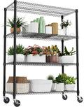 M MZG 2640LBS 53.1" W 4 Tiers Shelf Steel Storage Shelves Shelving Unit Steel Organizer Wire Rack for Home,Kitchen,Office,Garage Black 23.6" D x 53.1" W x 73.6" H