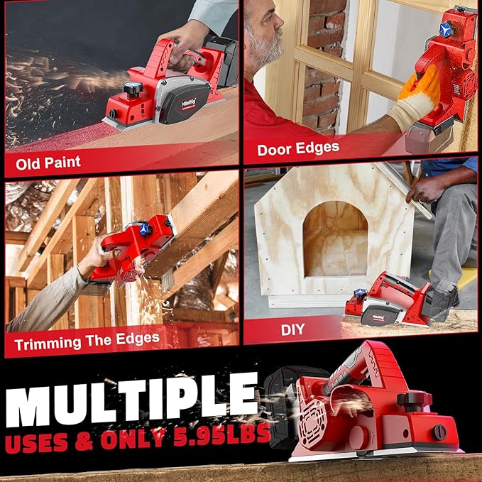 Cordless Electric Hand Planer: 3-1/4-Inch Handheld Planer Compatible with Milwaukee Battery (No Battery) - 15000 RPM Power Wood Planer for Woodworking, Carpentry