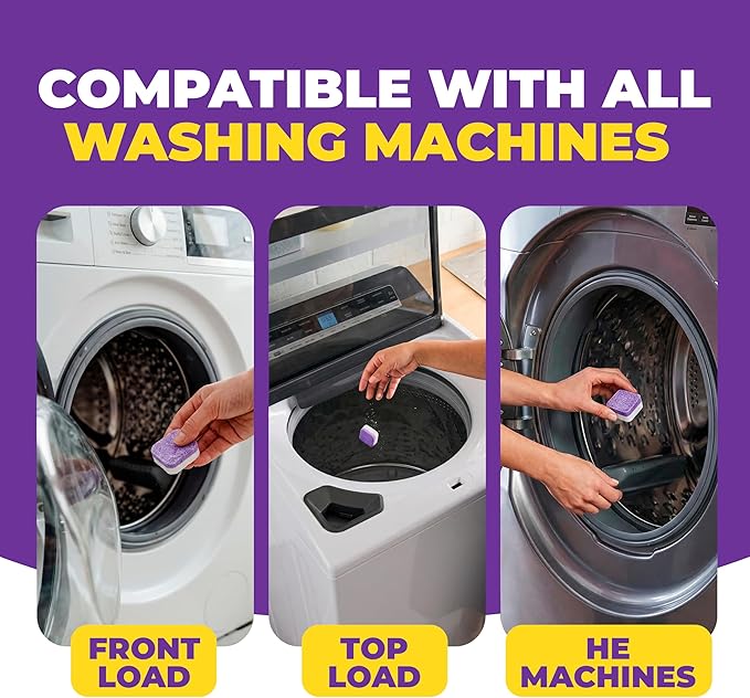 ECO LIVING SOLUTIONS Washing Machine Cleaner Tablets for Pet Owners, 36 Pack, Front&Top Load Washer Deep Cleaning, HE & Septic Tank Safe, Remove Pet Hair, Eliminates Smells, Prevents Dander Build-up