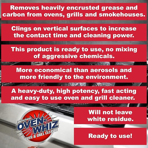 1 Gallon (128 Oz.) Oven-Whiz Oven & Grill Cleaner by FryOilSaver Co., Removes Tough Stains, Carbon, Grease & Food Burnt for BBQ Grills, Ovens, Grates for Home Kitchens, Restaurant, Food Trucks & Diner