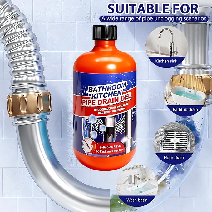 Drain Clog Remover, Liquid Plumber Drain Cleaner, Powerful Pipe Opener & Toilet Clog Remover and Cleaner for Shower Pipes, 500ml
