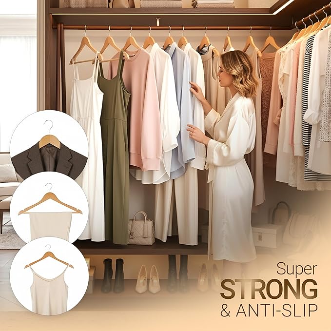 Utopia Home Premium Wooden Hangers 80 Pack - Durable & Slim Coat Hanger - Suit Hangers with 360-Degree Rotatable Hook - Wood Hangers with Shoulder Grooves (Natural Color)