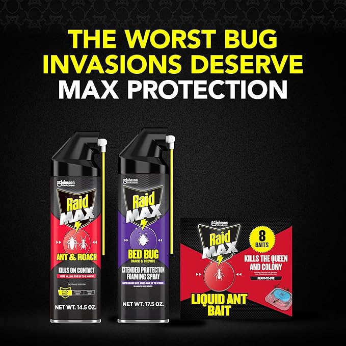 Raid Max Bed Bug Crack & Crevice Extended Protection Foaming Spray, Kills Bed Bugs for up to 8 weeks on Laminated Woods and Surfaces, 17.5 oz
