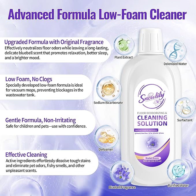 Snowlily 2 Pack Floor Cleaning Solution Compatible with Tineco iFLOOR & FLOOR ONE Series,Floor Cleaner for All Robot Vacuums Wet-Dry Mops,Deep Cleans Hardwood,Tile & Laminate,33.8 Fl Oz