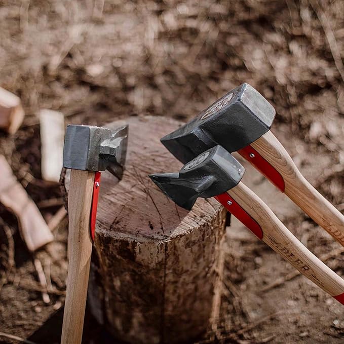 Adler - The Long Splitter, 31.5 inch Anti-Slip Hickory Handle, Leather Sheath, Splitting Axe for Rounds up to 10'', 4.4 pound Head, German Made