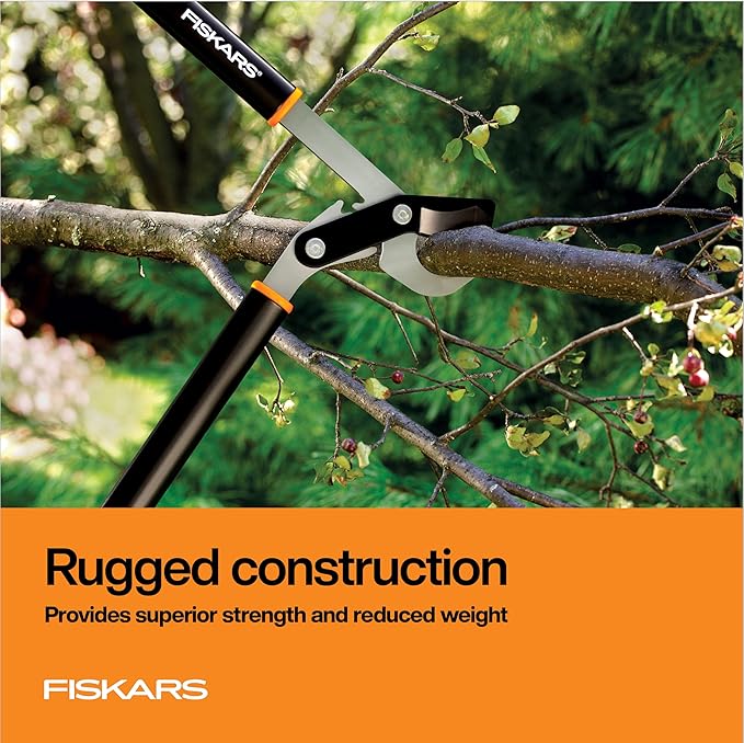 Fiskars 32" PowerGear Bypass Loppers, Patented Mechanism Multiplies Force 3x to Reduce Strain, Heavy-Duty Precision-Ground Steel Blade for Living Growth, Trims Tree Branches up to 2" Diameter