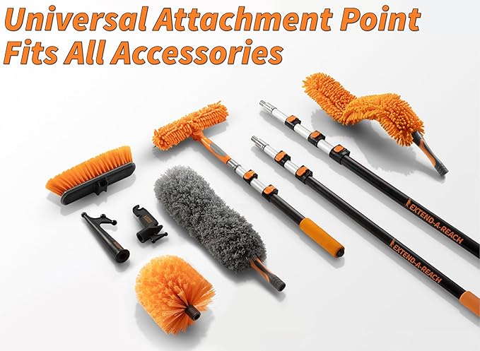 30 Foot High Reach Duster Kit with 5-24 ft Extension Pole // High Ceiling Duster Cleaning Kit with Telescopic Pole // Cobweb Duster // Feather Duster and Ceiling Fan Duster // The Ultimate Dusting Kit