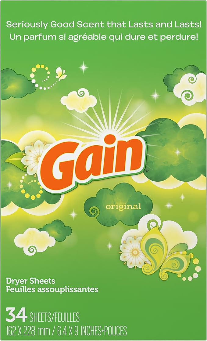Gain Dryer Sheets - Original - 34 Sheets Per Box - Pack of 2 Boxes