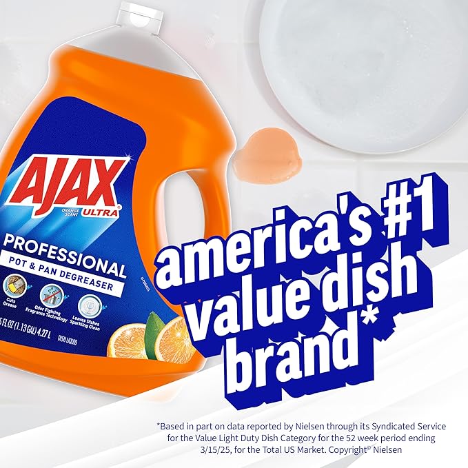 Ajax Ultra Professional Antibacterial Pot & Pan Dish Soap, Orange Scent, 145 fl. oz. (1.13 gal.), 4/Pack (61034313CT)