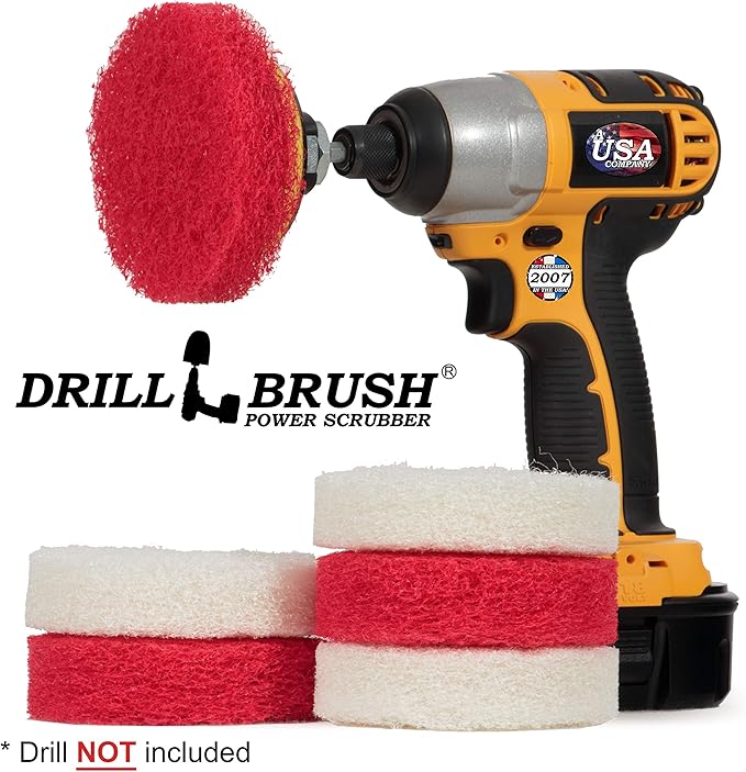 Bathroom - Cleaning Supplies - Drill Brush Power Scrubber Pads - Shower Cleaner - Bathtub - Bath Mat - Bathroom Sink - Tile Cleaner - Baseboard Cleaner - Vinyl Flooring - Hard Water Stain Remover
