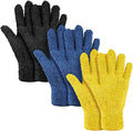 Patelai 3 Pairs Microfiber Plant Dusting Gloves Leaf Cleaning Gloves for Indoor Plants, Blinds, Furniture, House (Black,Navy,Yellow,Large)