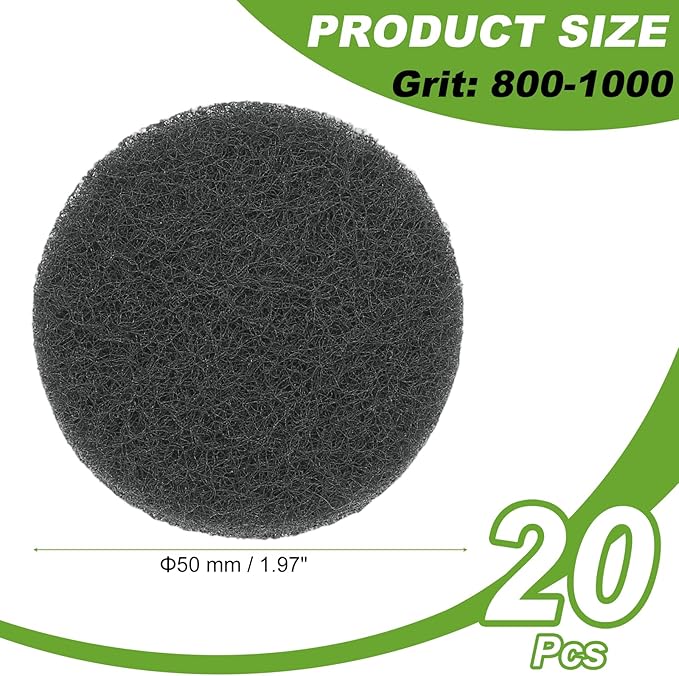 Power Scrub Pads, Scrubbing Pads 800 Grits Scouring Discs - Fitting for (Home Kitchen Cleaning - Drill Attachment - Scrubber Replacement) 20 Pcs & 2 Inch & Gray