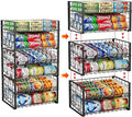 JKsmart 2-Tier Stackable Rack Organizer for Pantry, Adjustable Dispenser Holds Up to 88 Cans, Storage Holder for Various Ounces of Canned Drinks, Black, 3 Pack